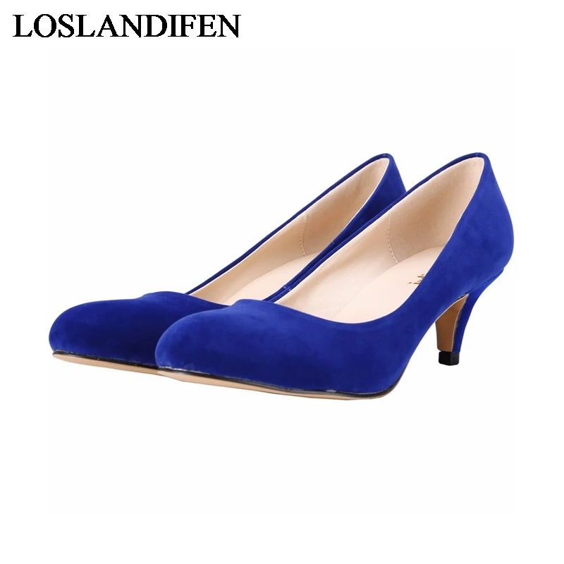 

New Women Sweet High Heel Office Lady Work Wear Fashion Ladies Shoes Large Size 35-42 Flock Leather Pumps NLK-A0043