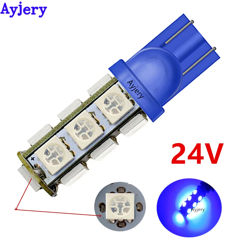 

Светодиодсветодиодный лампа AYJERY T10, 194, 168, W5W, 24 В, 50 шт., 5050, 13 SMD, светодиодсветодиодный лампа белого цвета, габаритный фонарь, лампа для номерного знака