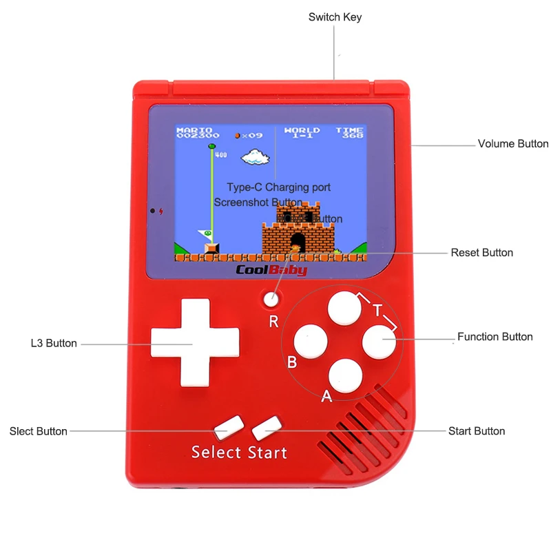 Портативная игровая консоль CoolBaby 129 встроенных классических игровых приставок