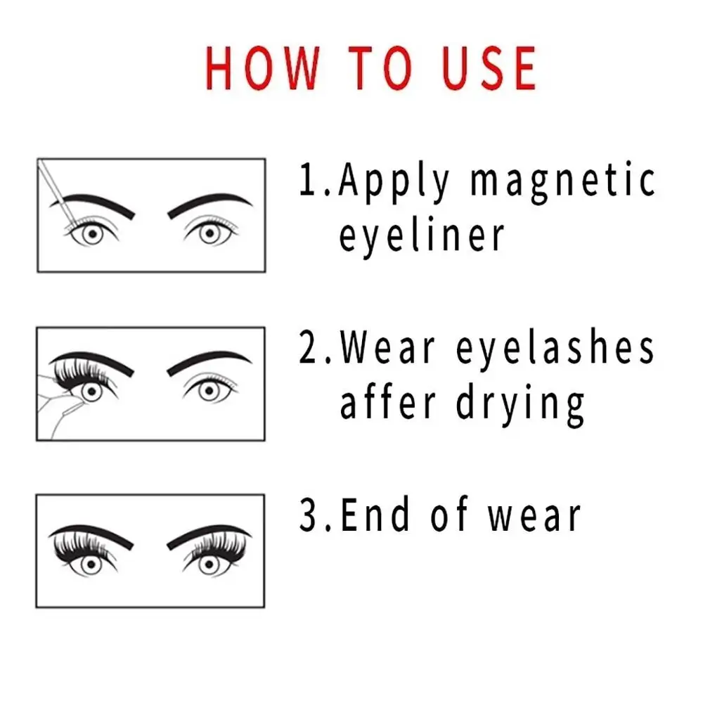 3 пары магнитных накладных ресниц натуральные ресницы жидкая подводка для глаз +