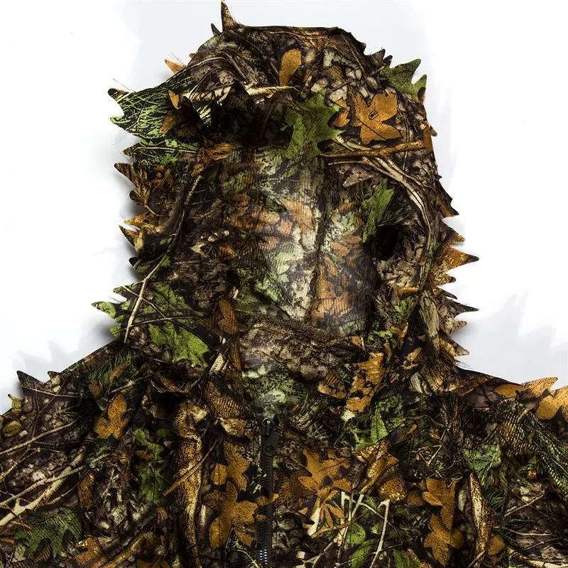 3D листья камуфляж охота Ghillie костюм Взрослый износостойкий стрельба Костюм дышащий тактический военный снайперский комплект одежды