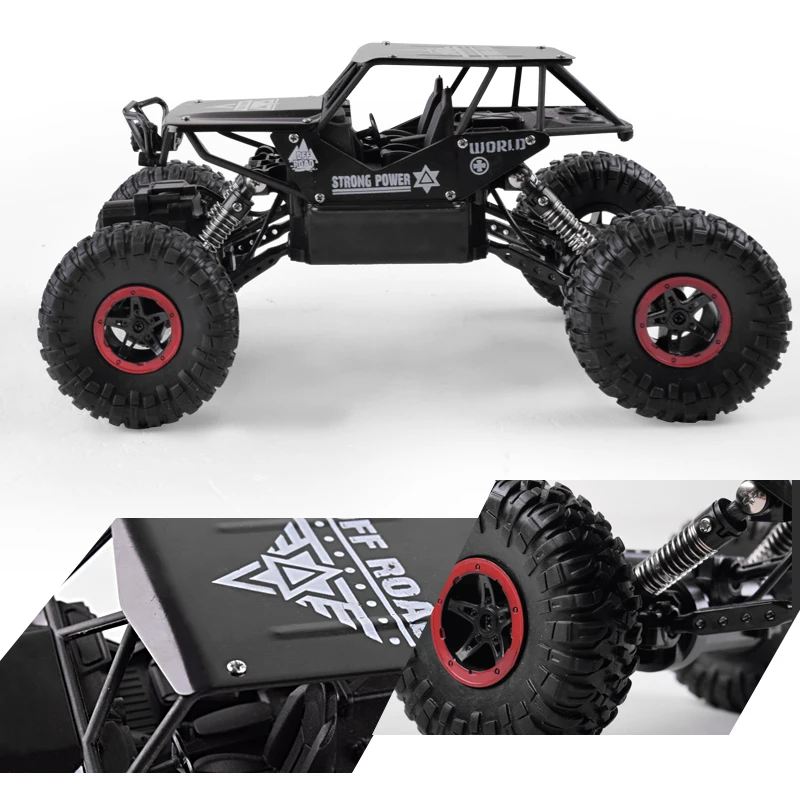 1:18 RC Car 4DW Rock Crawlers 2.4GHz Metal Rally Climbing Double Motors Bigfoot Remote Control Model Toys for Boys | Игрушки и хобби