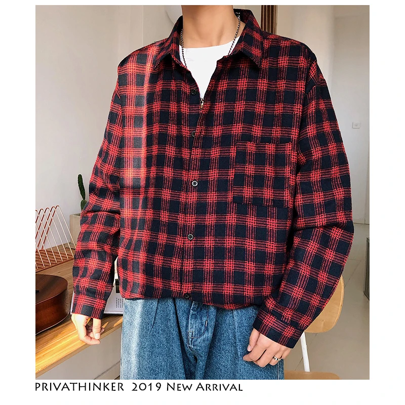 Privathinker уличная плед рубашки для мужчин 2019 Мужская Повседневная рубашка с