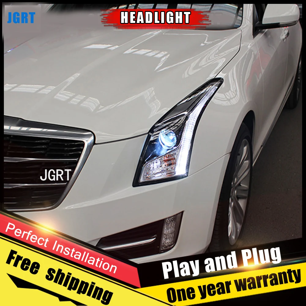 2 шт. автомобильный стиль светодиодный фары для Cadillac ATS- для ATS Головной фонарь светодиодный DRL Объектив двойной луч H7 HID Xenon bi xenon объектив