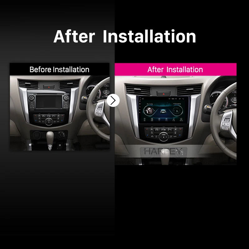 Harfey 10 1 дюймов Android 8 радио GPS навигация Bluetooth Сенсорный Стерео для Nissan Navara 2011-2016 с