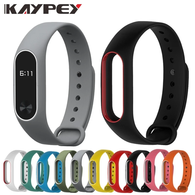Силиконовый ремешок для MiBand 2 двухцветный сменный Браслет оригинальных часов Xiaomi