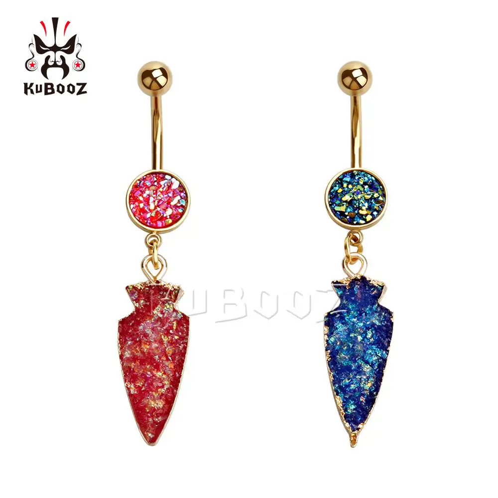 

KUBOOZ 2PCS Sexy Navel Belly Button Piercing Ring Pendant Stainless Steel Body Jewelry Nombril Umbigo Stud Fashion Gift Women