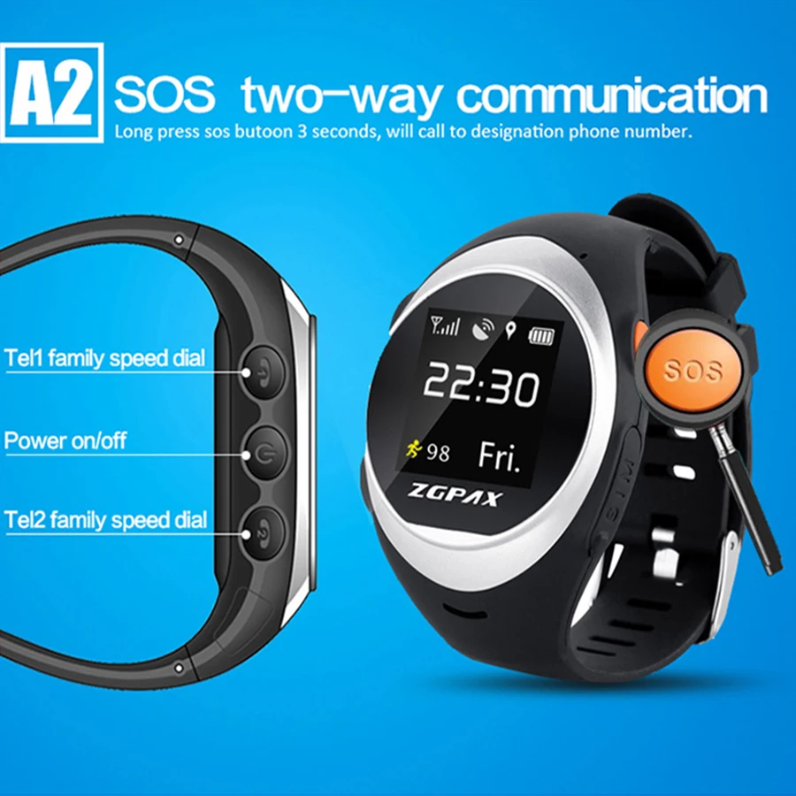 Roadtec GPS/LBS расположение часы для пожилых людей Smart Watch SOS экстренного вызова