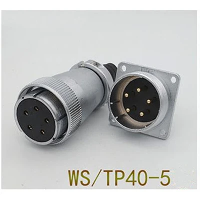 WS40-5Pin 1 комплект WS/TP40 авиационным соединителем мужской и женский квадратный фланец гнездо 5/9/15/16/26/31 Pin штепсельная вилка авиации круговой разъем кабеля - Цвет: WS40-5Pin