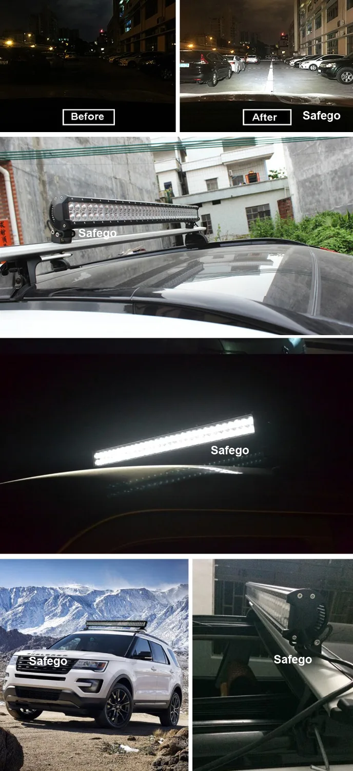 Safego 20 дюймов 126 Вт Светодиодный светильник для внедорожников 4X4 Светодиодный рабочий светильник для внедорожников грузовиков тракторов ATV 12 В/24 В 7800LM белый 6000K