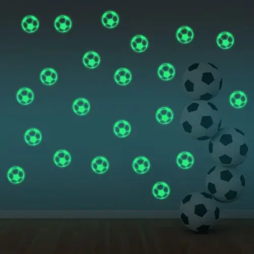 Новинка 12 шт. 3D флуоресцентные виниловые наклейки на стену в виде футбольной
