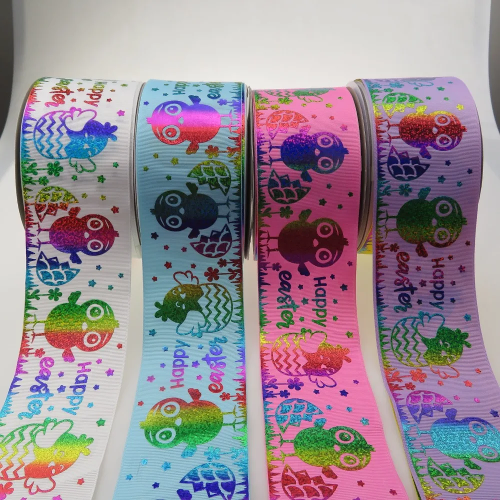 3 дюйма (75 мм) дизайн в виде радужных яиц голограмма корсажная лента для