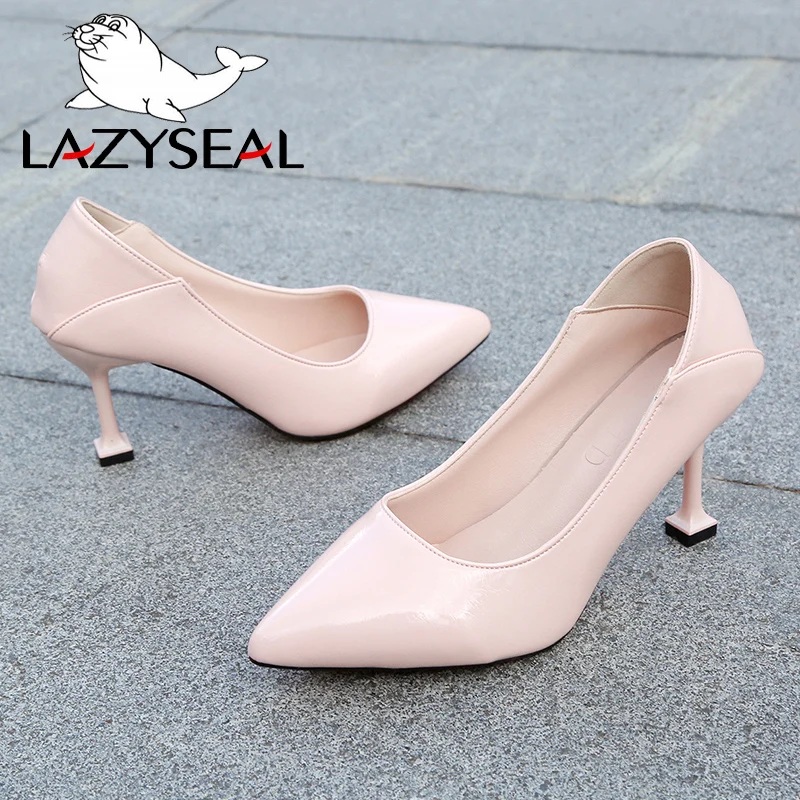 Туфли лодочки LazySeal женские на высоком каблуке лакированная кожа заостренный