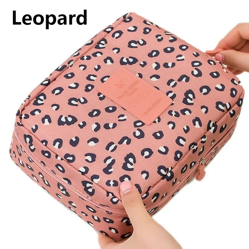 leopard Нейлоновая молния Новая женская косметичка Чехол Органайзер для макияжа - Цвет: leopard