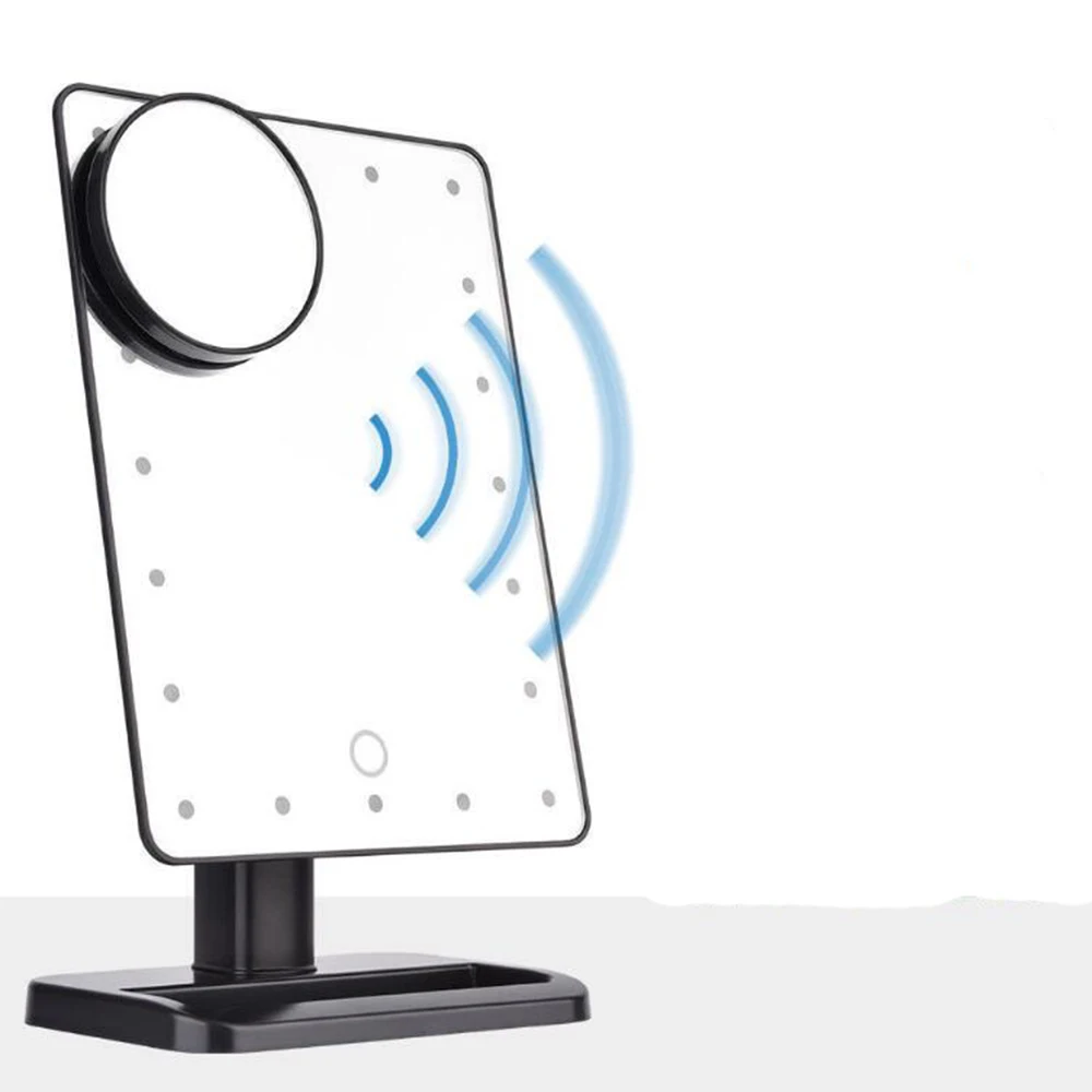 Bluetooth динамик светодиодный зеркало для макияжа умное музыкальное 20 огней сенсорный экран регулируемое косметическое зеркало для макияжа с 10x лупой