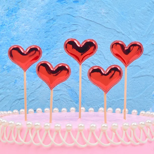 Red Heart 5 шт. Микки и Минни Микки Маус голова торт Топпер флажки для кексов для предродовой вечеринки Мальчик Дети День рождения Свадебные украшения поставки - Цвет: Red Heart