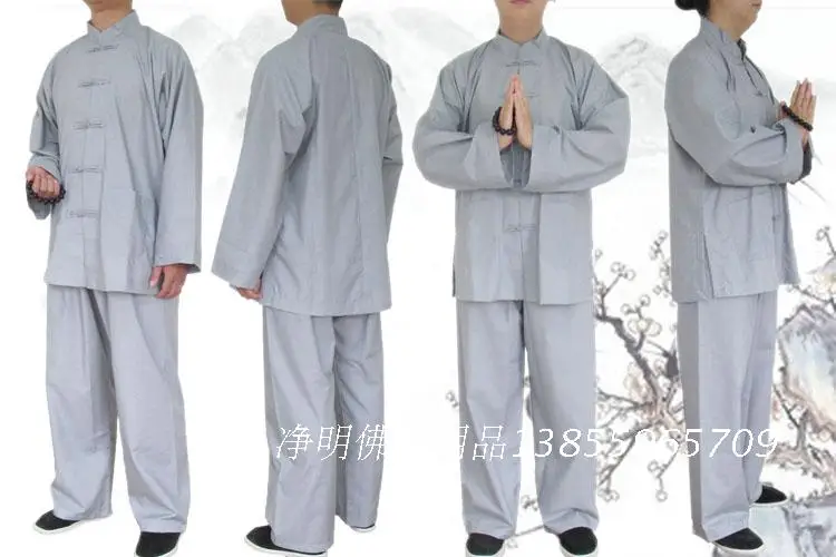 Платье с коротким и широким буддизма Шаолинь монашеские Костюмы кунг фу форма