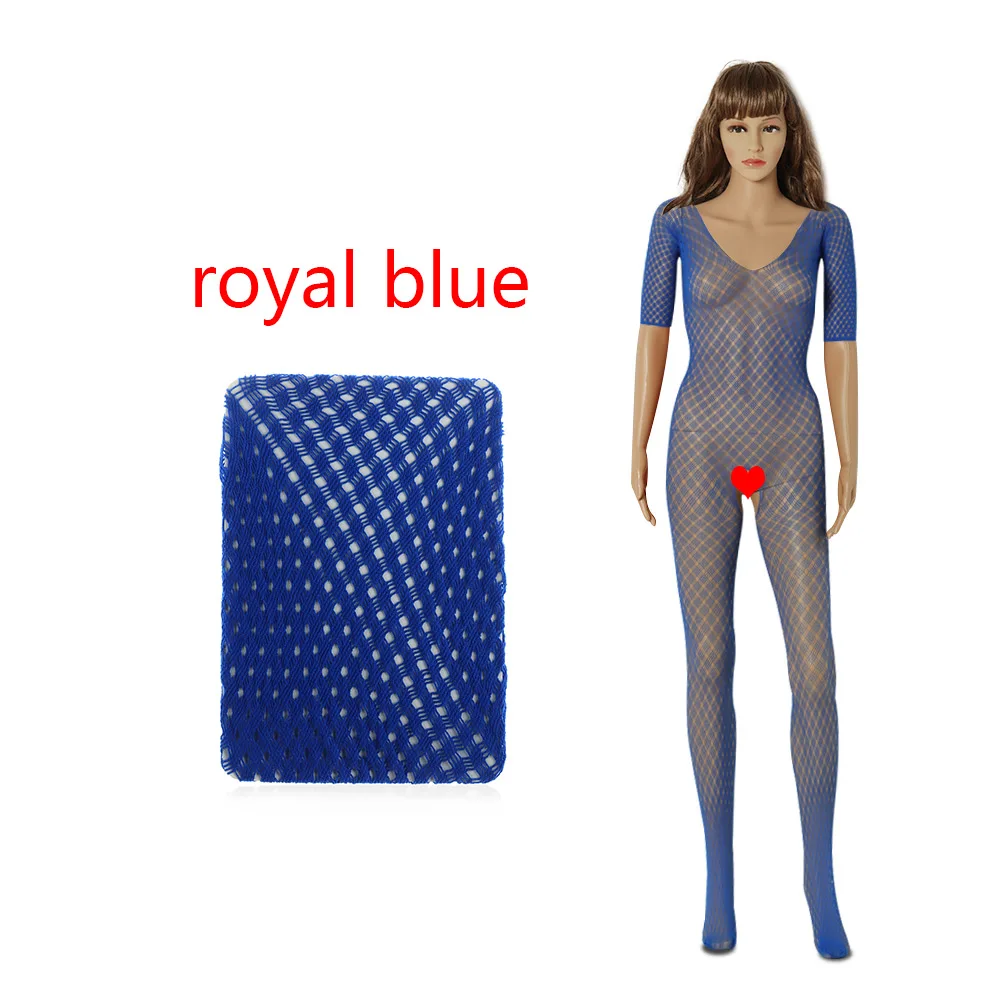 royal blue 1 шт., женское сексуальное Сетчатое женское белье, кружевное нижнее белье, Babydoll Jumsuit, одежда для сна, соединенная сетка, открытая промежность, ночное белье, колготки, боди - Цвет: royal blue