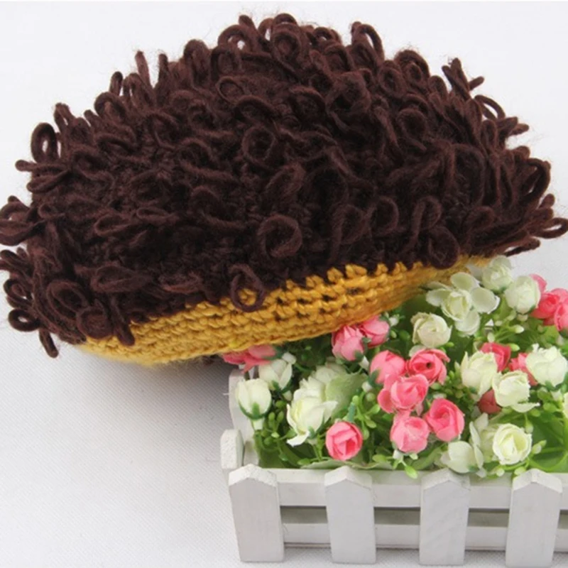 

New Arrive Casual Children Wig Hats Headdress Turban Hair Accessories Handmade Wool Wavy Hair Afro-hair Female Cap