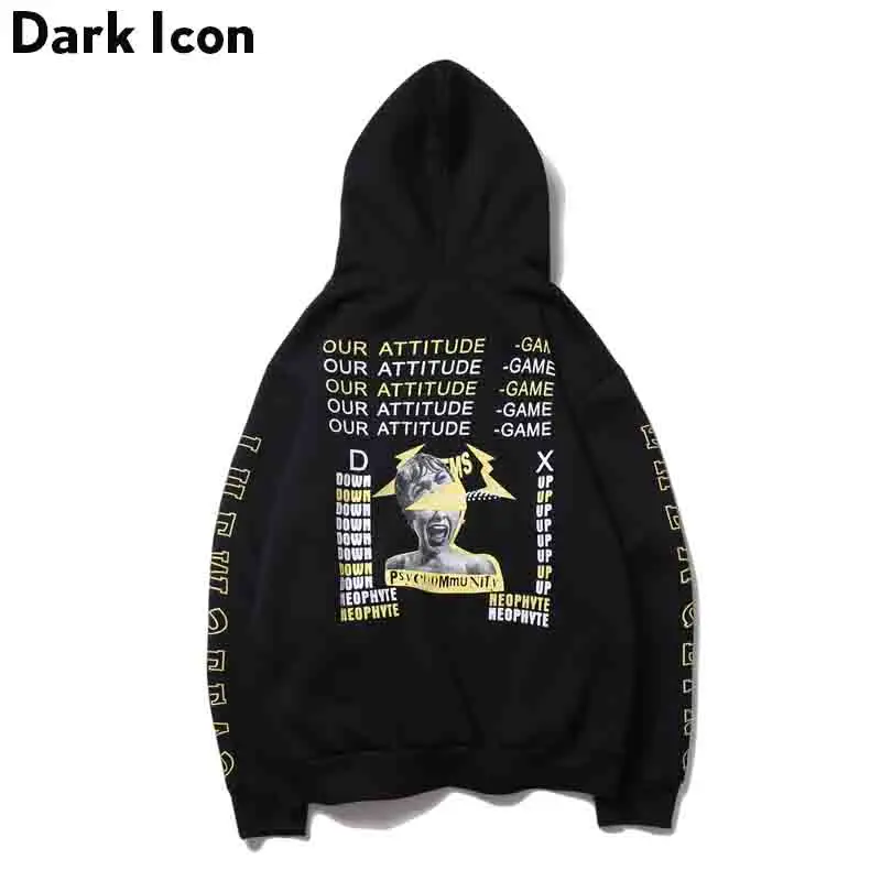 Темно значок Psychommunity Забавный печатных для мужчин Толстовка флисовый пуловер