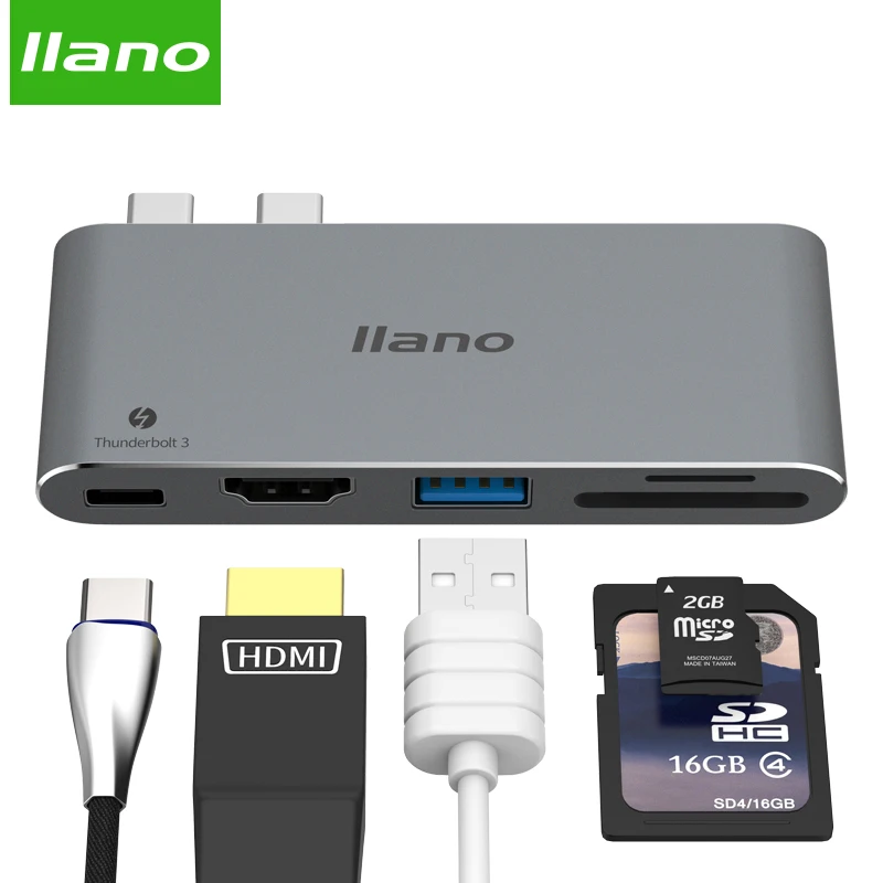 Llano USB-C док-станции все-в-одном концентратор к HDMI Card Reader PD адаптер для MacBook samsung S9/S8/S8