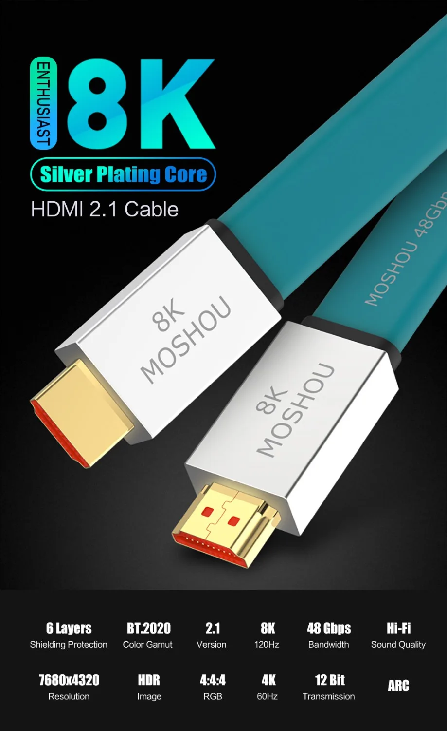 Enthusiast HDMI 2,1 кабель Ultra-HD(UHD) 8K@ 120Hz HDMI 2,1 кабель 48Gbs аудио-видео кабель 1 м 2 м 5 м 10 м 15 м HDR 4:4:4