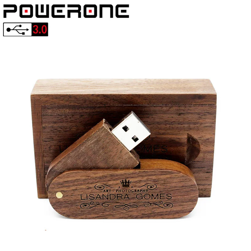 POWERONE USB 3 0 (1 шт. Бесплатный Пользовательский логотип) Деревянный usb с коробкой флеш