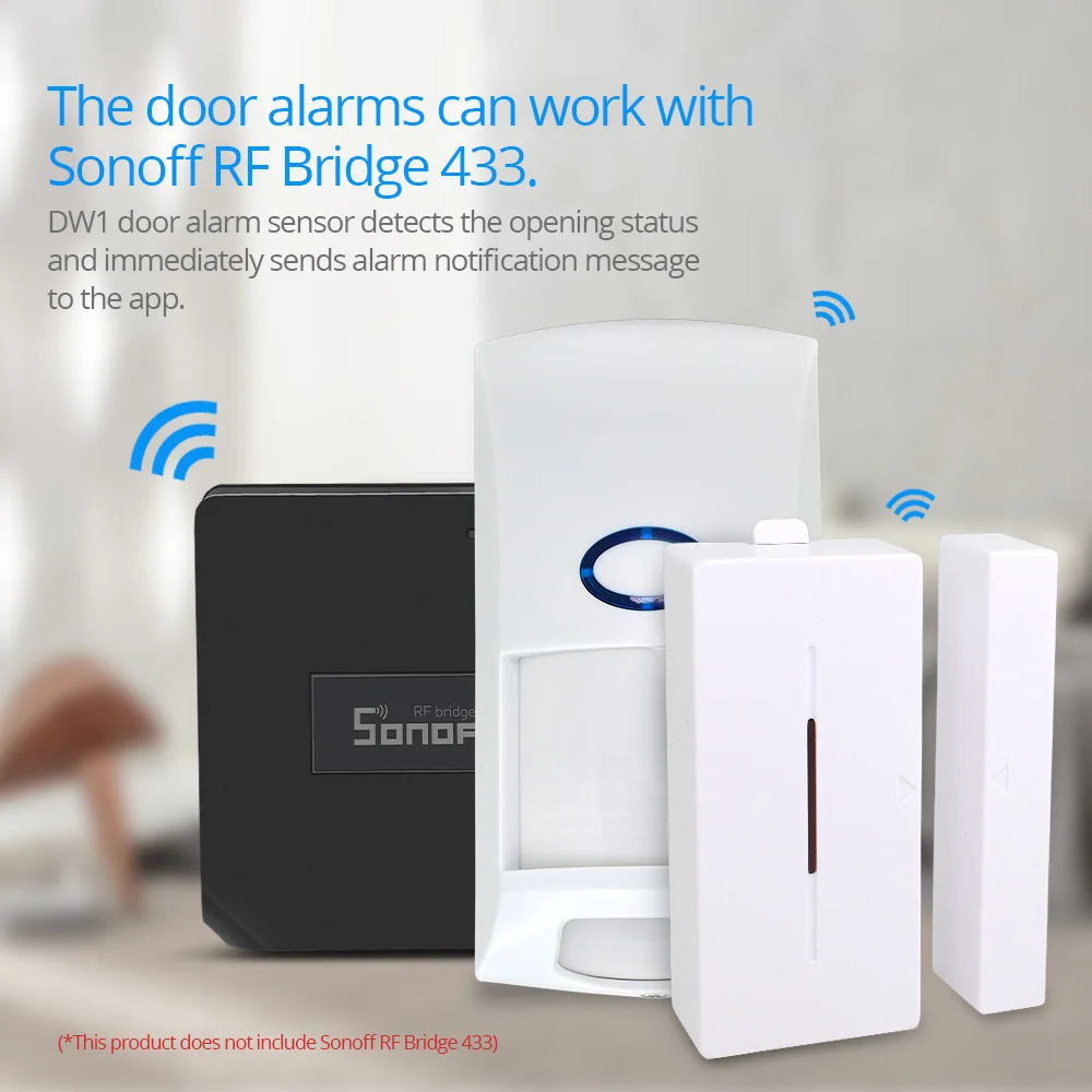 SONOFF 433 МГц РЧ мост Wifi датчик движения двери окна DW1 беспроводной детектор PIR2 433 сигнализация дистанционный умный дом система безопасности