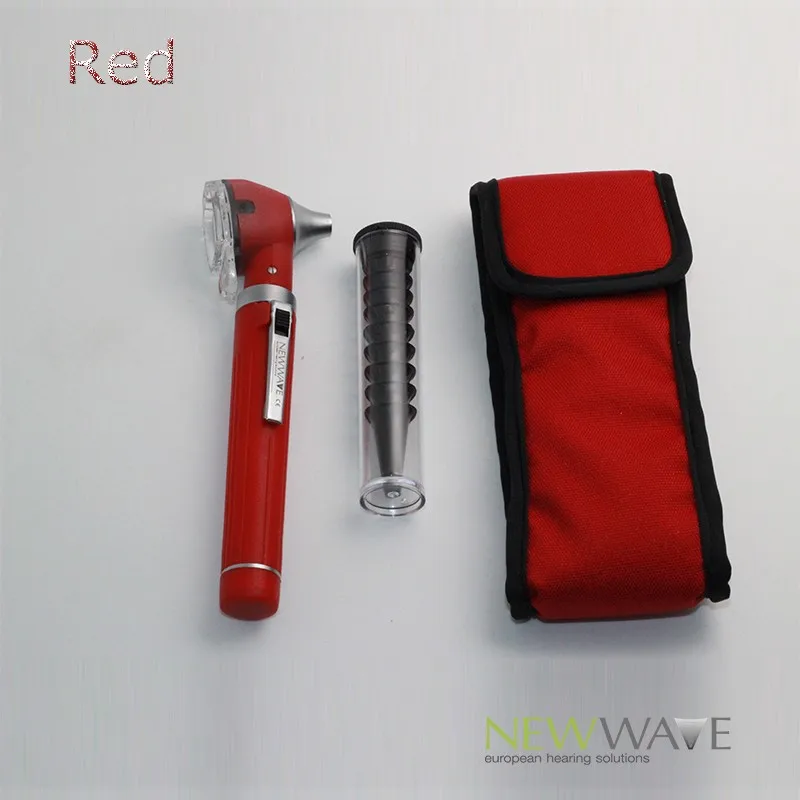red Otoscopio auriscope PRO волоконно-оптический светодиодный портативный медицинский отоскоп CE уход за ушами диагностический набор защитный чехол - Цвет: red