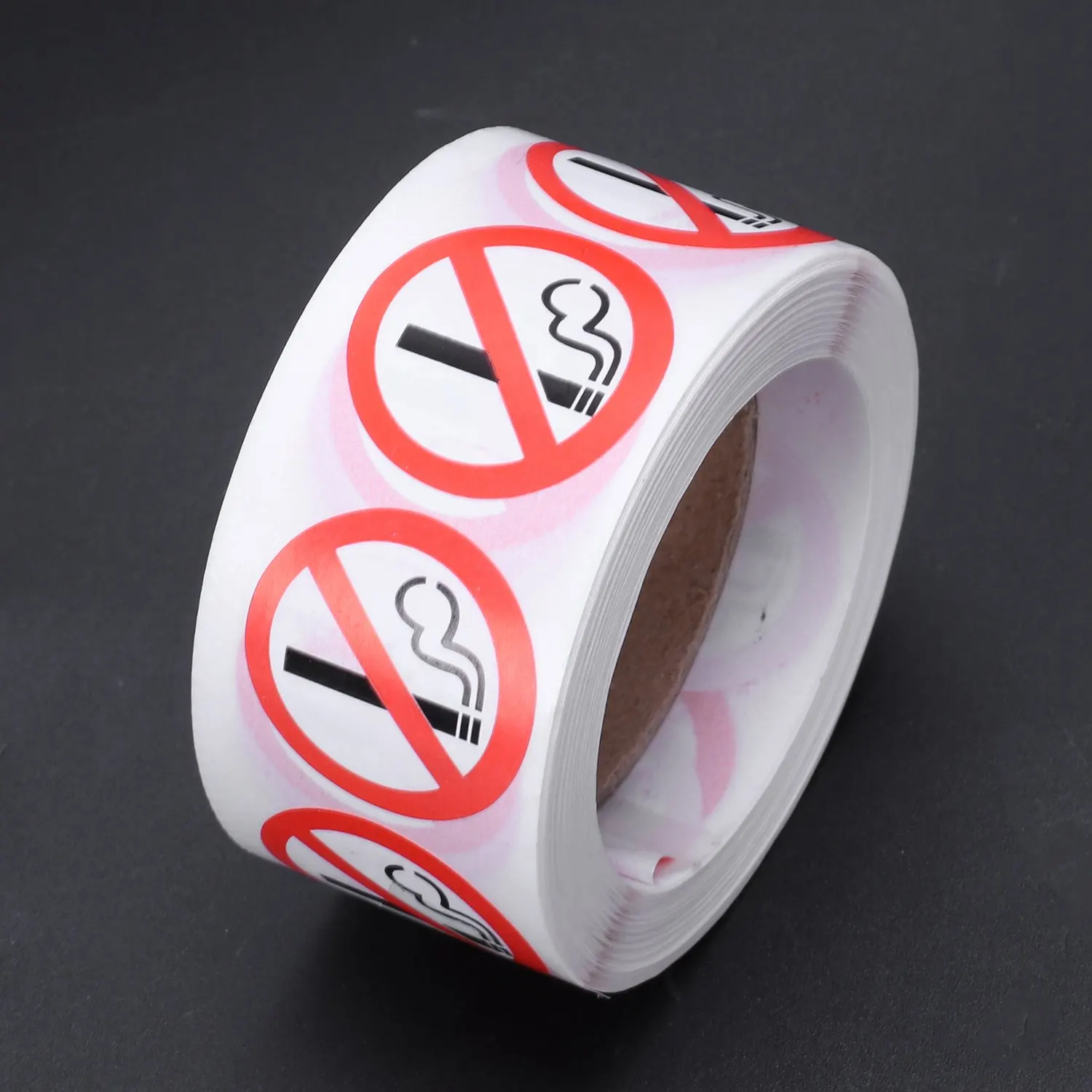 Логотип No Smoking Предупреждение наклейки 1 фут круглый 500 всего за рулон