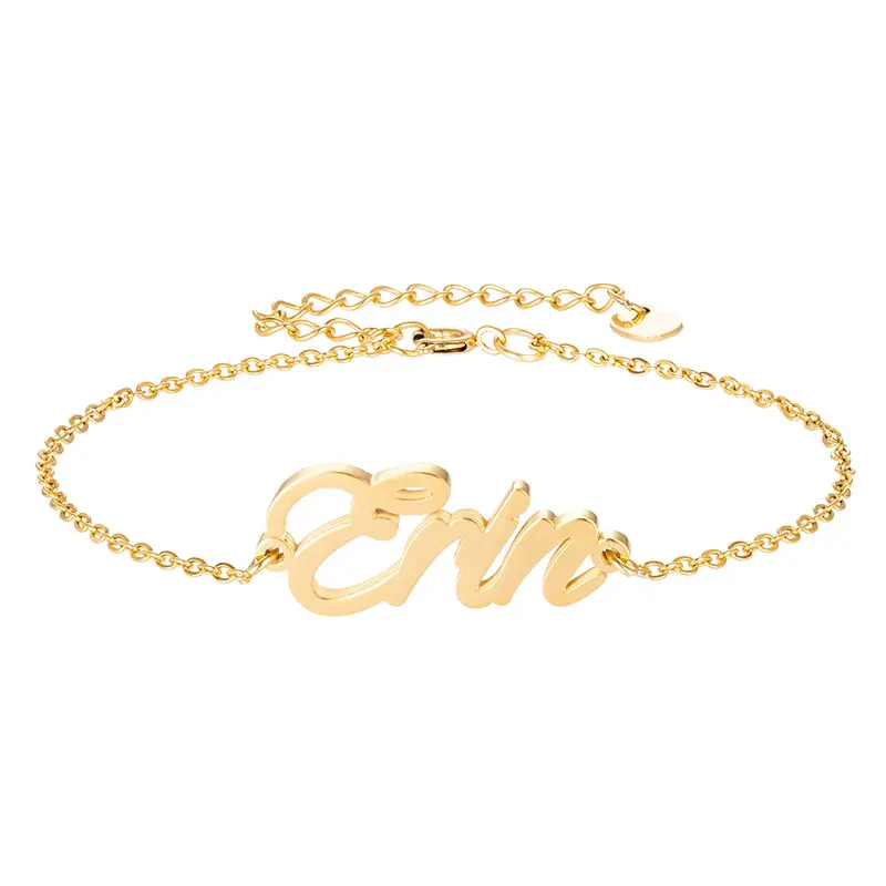Модное ожерелье из нержавеющей стали + браслет набор &quotErin&quot с надписью Золотое