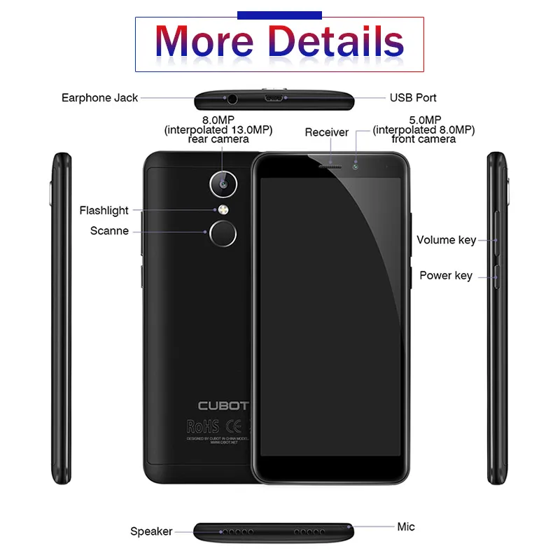 Оригинальный Cubot Nova Android 8 1 18:9 полный экран 3 ГБ 16 5 дюймов MT6739 четырехъядерный