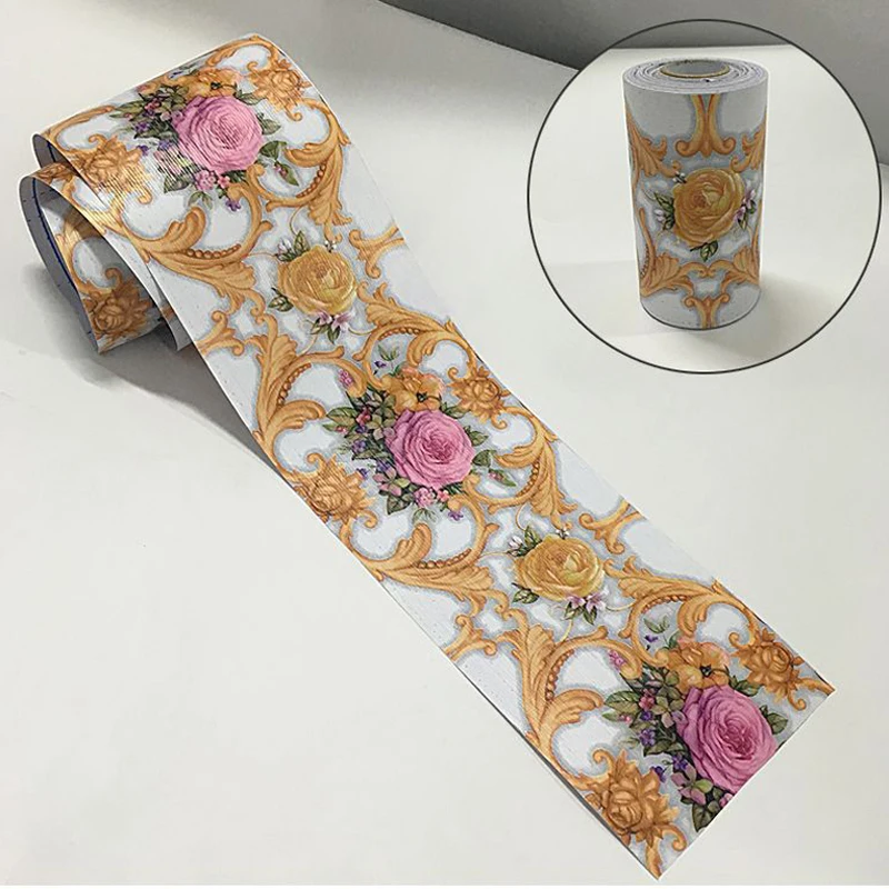 Самоклеющаяся розовая Цветочная стена граница diy ванная кухня плитка декор наклейка s 3d Baseboard Muur наклейка в виде цветка ZE064