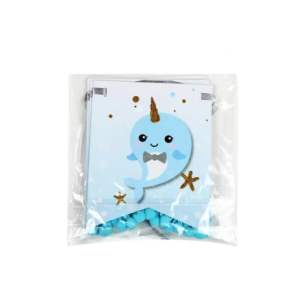 Детские украшения для душа Narwhal блестящий золотой баннер мальчиков и девочек