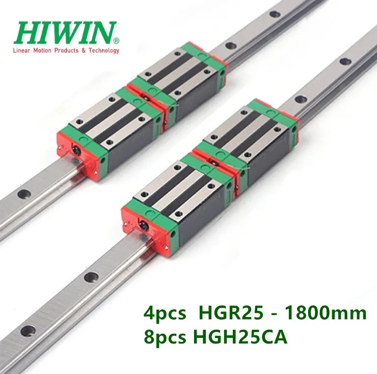 4 шт. оригинальный HIWIN линейный рельс HGR25 1800mm линейной направляющей + 8 HGH25CA узкая