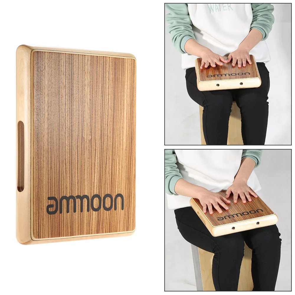 

ammoon Compact Travel Cajon Drum Flat Hand Drum Wood Drum Persussion Instrument for Rhythm Sense Practice 31.5 * 24.5 * 4.5cm