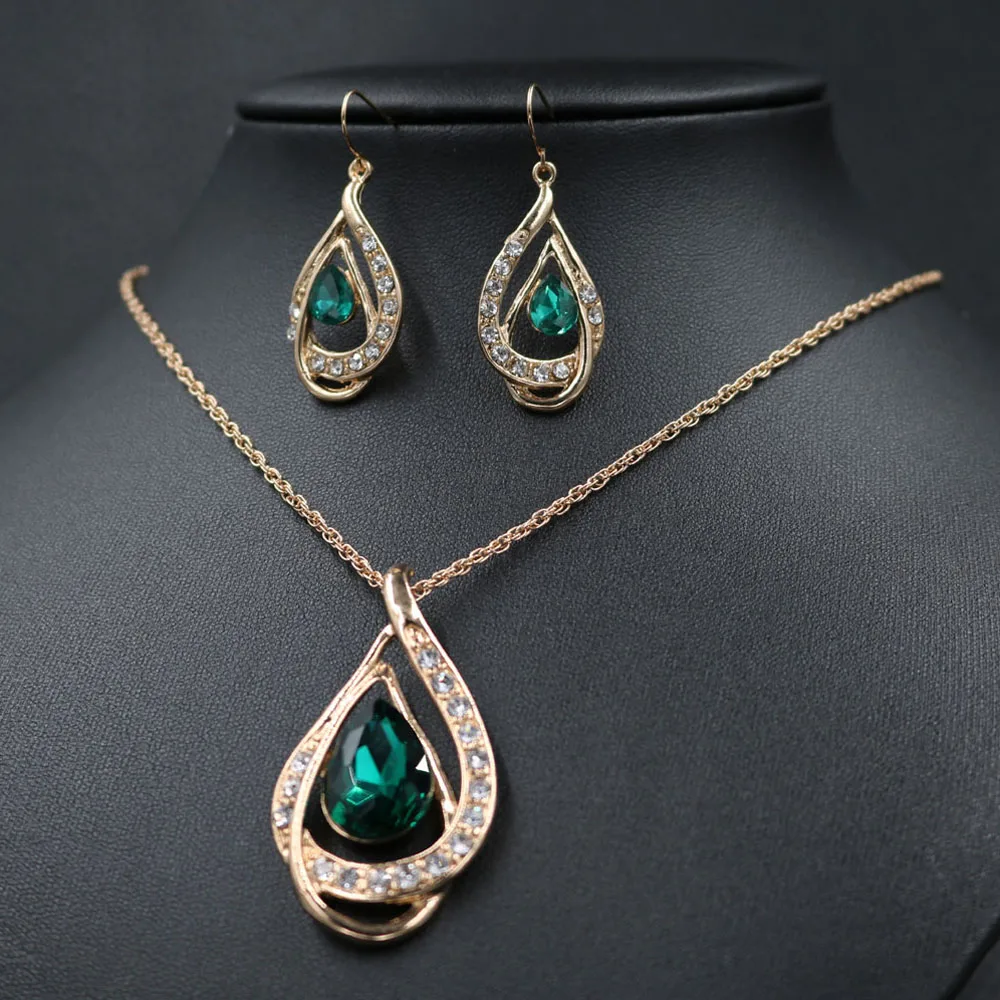 Комплект из колье и серёг с кристаллами 5 цветов|earrings set for women|necklace earring setset women |