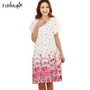 Ночная рубашка Fdfklak, длинная, из хлопка и шелка, с принтом