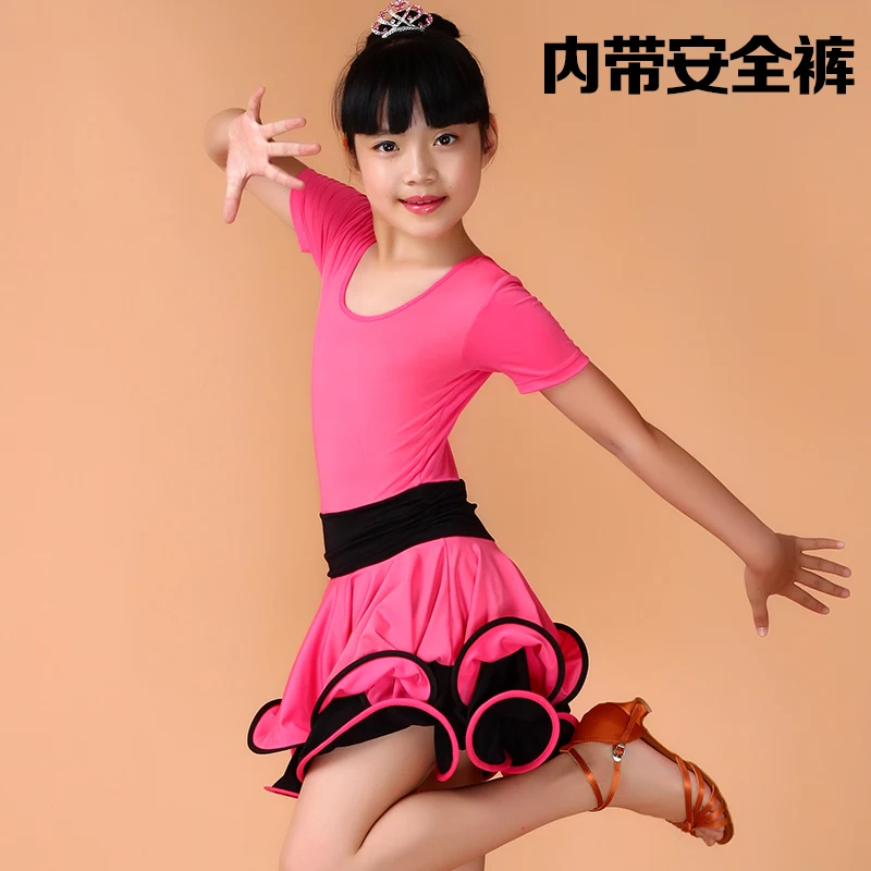 A6hotpink Латина для Бальных и латиноамериканских танцев платья детская одежда lange Балетная пачка для девушек для конкурс Сальса Самба карнавальные костюмы - Цвет: A6hotpink