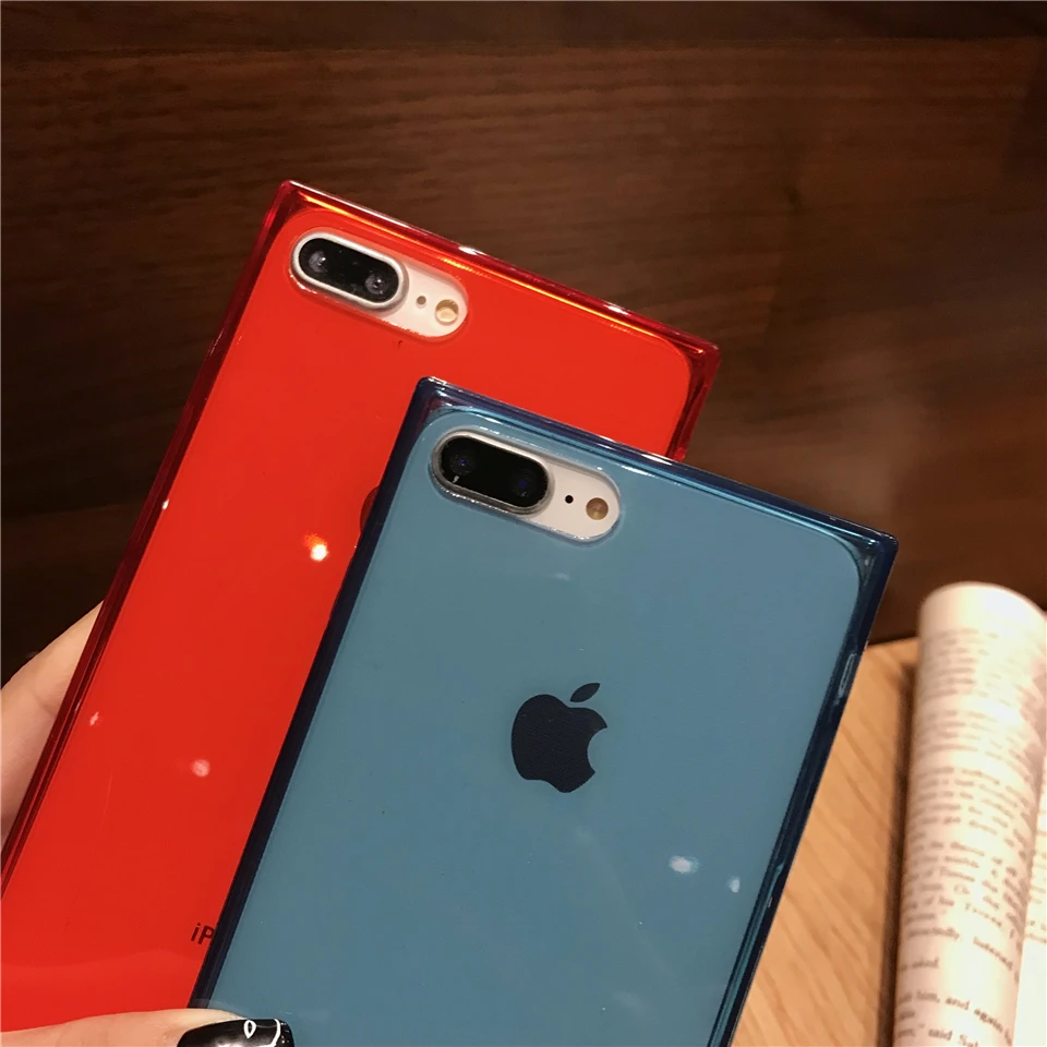 Чехол для iphone X чехол телефона квадратный прозрачный Clear Цвет 6 S Plus 7 8 плюс мягкая