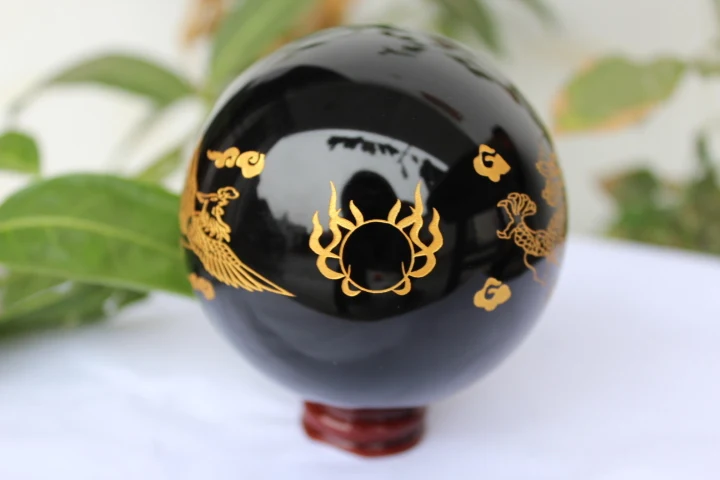 

1 шт. натуральный обсидиановый кварцевый кристалл дракон феникс единичный шар Исцеление + стоя