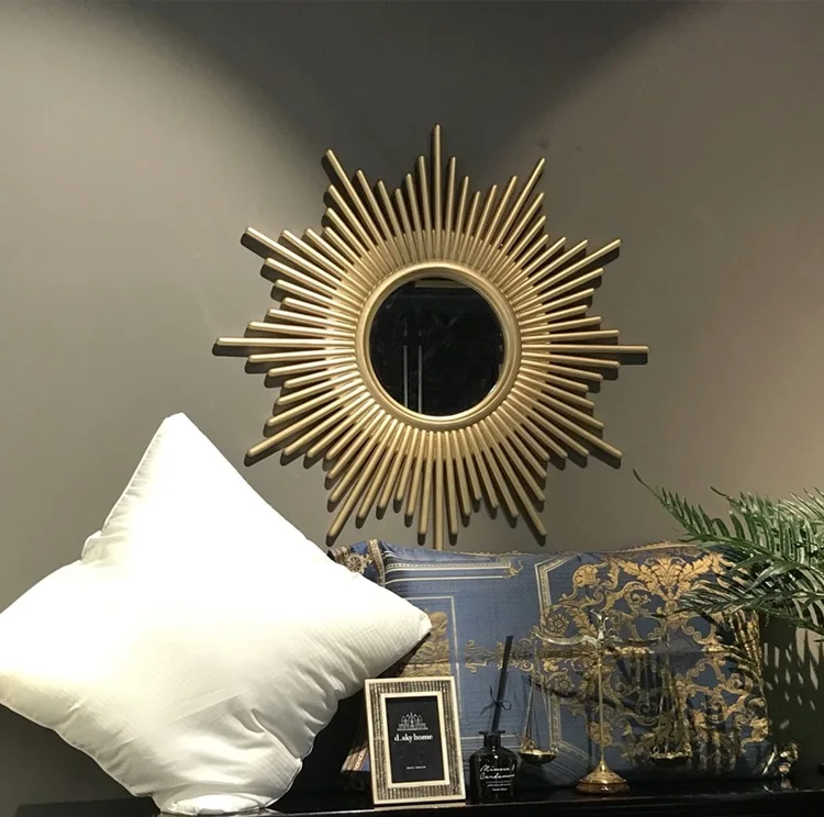 100x упаковка настенное зеркало Sunburst/деревянная рама в золотом цвете | Дом и сад