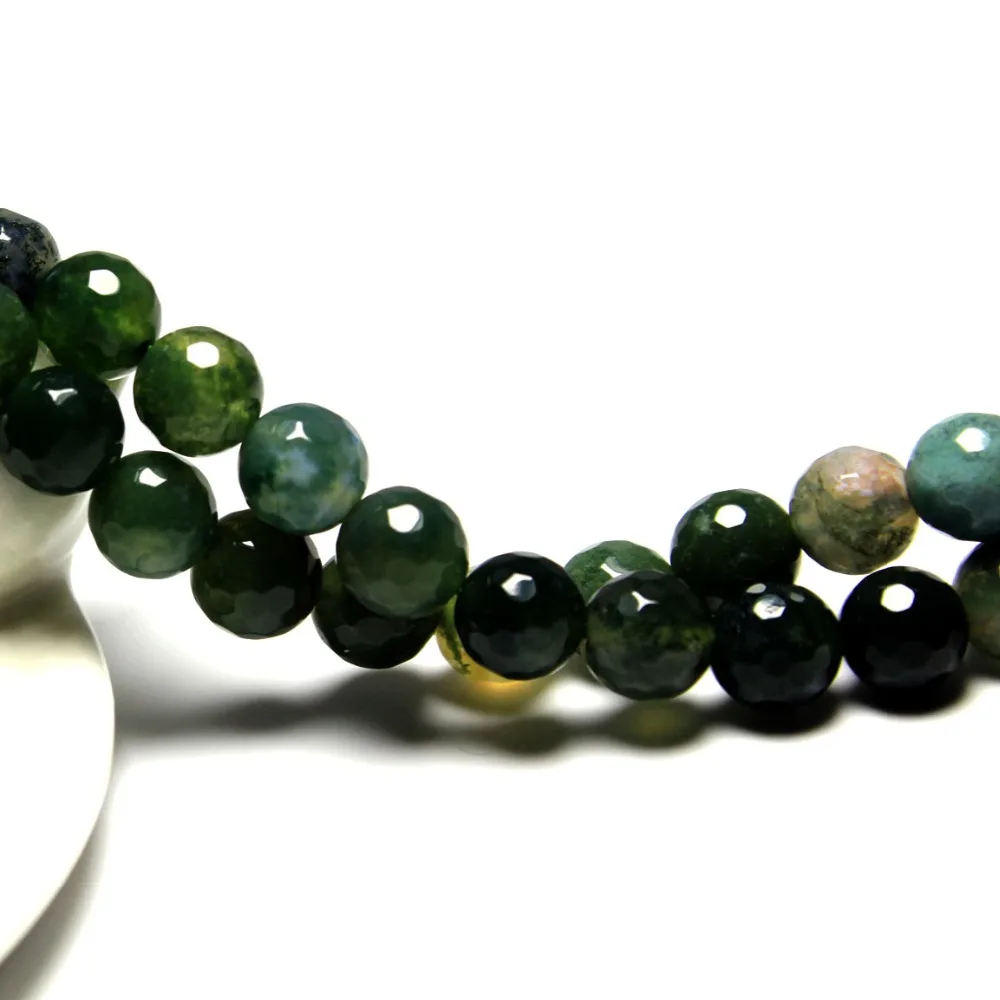 Оптовая продажа круглые бусины AAA + из натурального камня агата с граненым Мохом