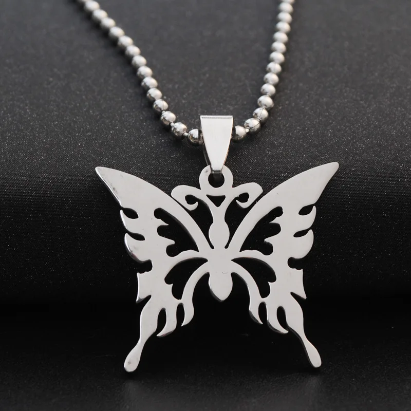 30 stainless steel hollow butterfly charm necklace animal insect butterfly bee necklace butterfly effect pendant charm necklace
