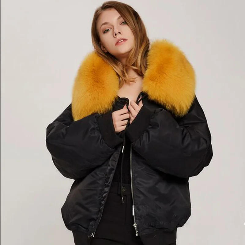 Большой Настоящее натуральный мех 2018 зимняя куртка Для женщин теплые женские