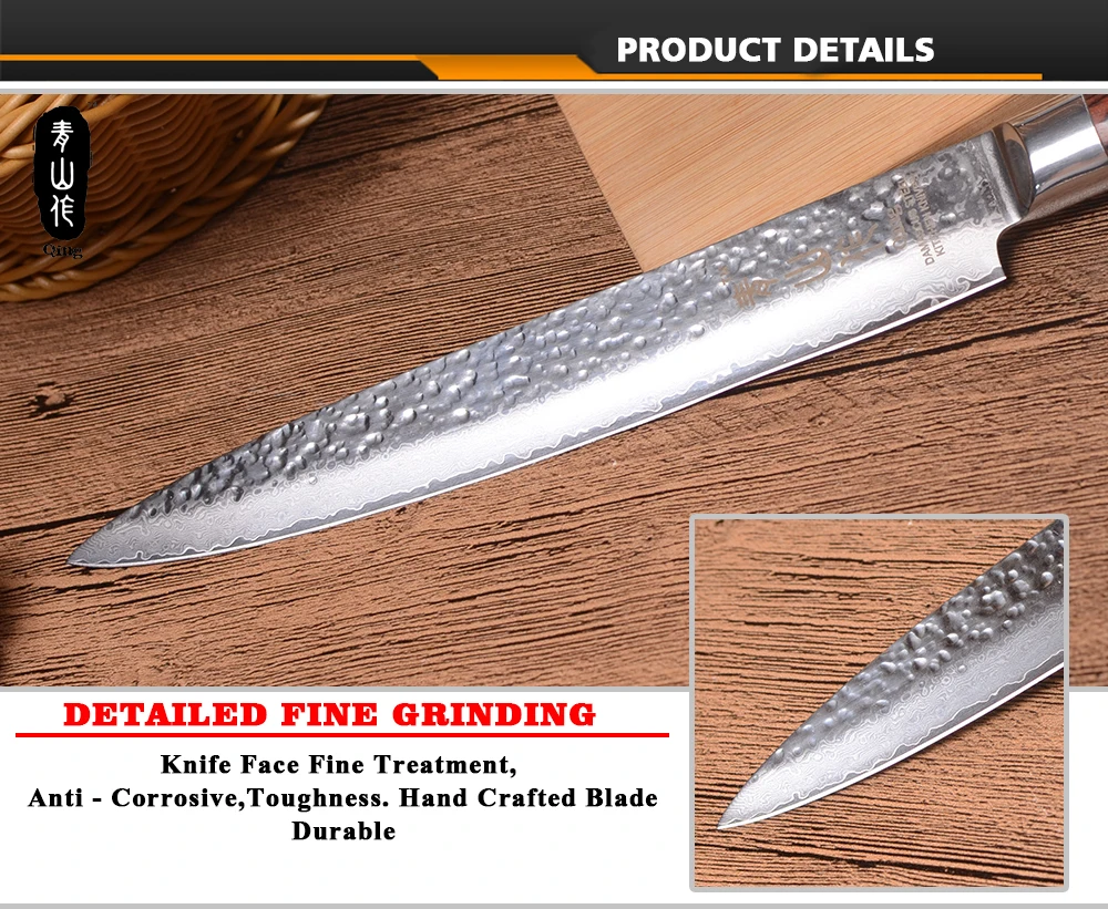 QING Brand Handmade VG10 Damascus Steel Knife 8 inch Kitchen Knives High Quality 67 Layers Of Slicing | Дом и сад
