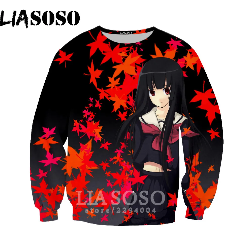 LIASOSO дзигоку сёдзё адская девочка Mioyosuka свитшоты Hell Girl 3D печать длинный рукав