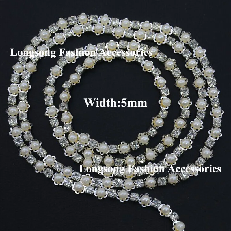 

Free Shipping 5 yards/lot Pearl Rhinestone Trim, Rhinestone Applique, Bridal Applique,Wedding Applique,Rhinestone Chain XML001-1