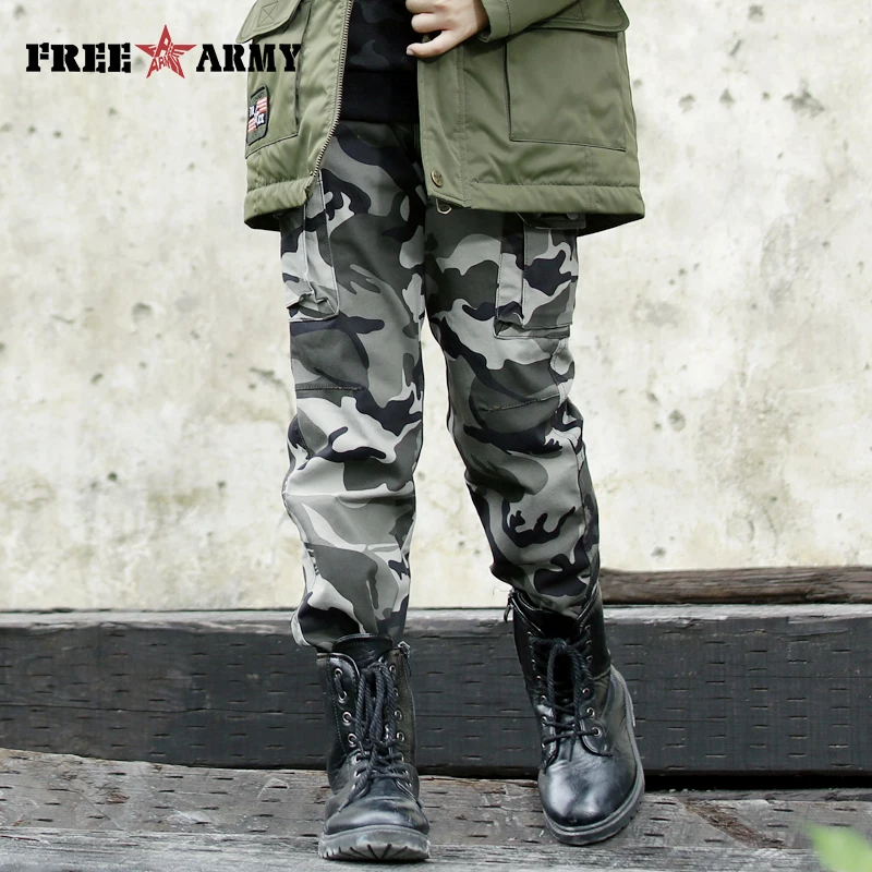 

Brand straight twill cotton children camo pants for big boys camouflage trousers kids casual pants Military Pants 2018 Girls