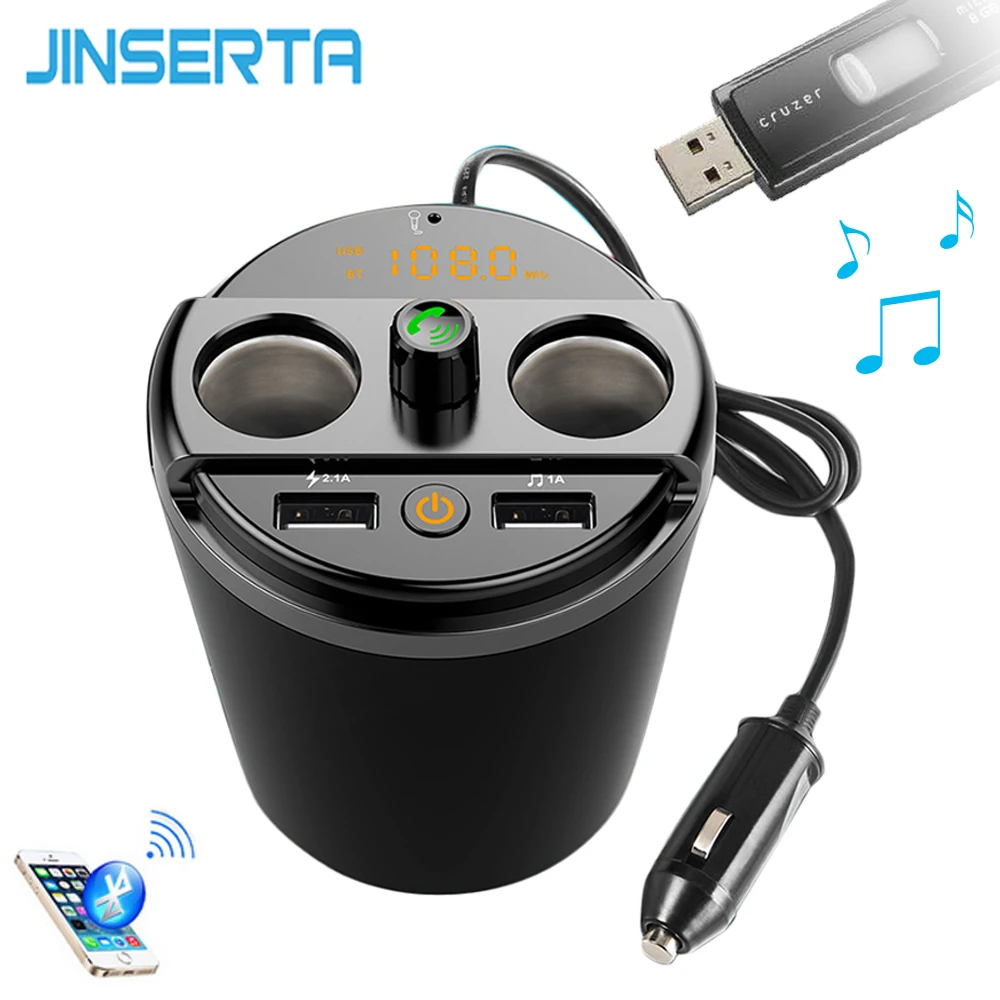 Автомобильный MP3 плеер JINSERTA с Bluetooth fm передатчик 2 USB 3 1 А адаптер для прикуривателя